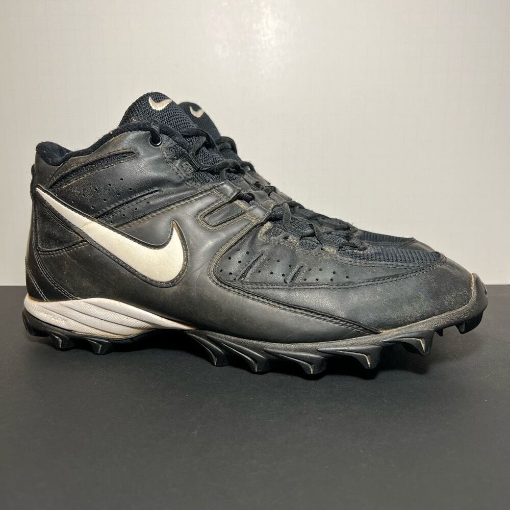 Mens Vintage NIKE Land Shark Phylon Black Leather Football Cleats / Size 11